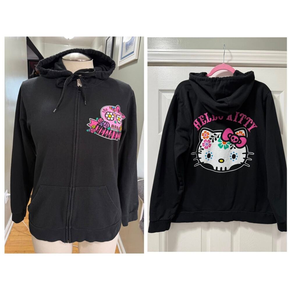 Torrid Plus Size 2 Hello Kitty Skull Tattoo Day of the Dead Zip Up Hoodie Punk